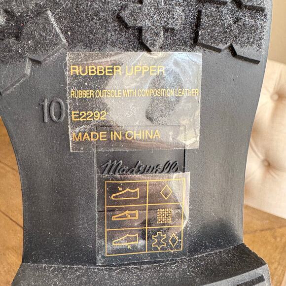 Madewell Women's Size 10 Black Chelsea Rain Boots Pull On Rubber Goth Grunge - Picture 7 of 10